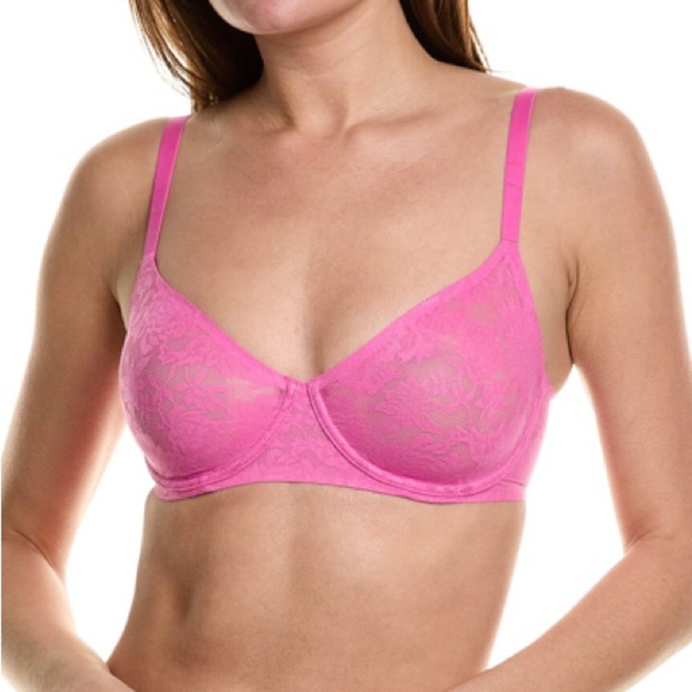 NWT Natori Levitate Pink Lace Unlined Bra 30C